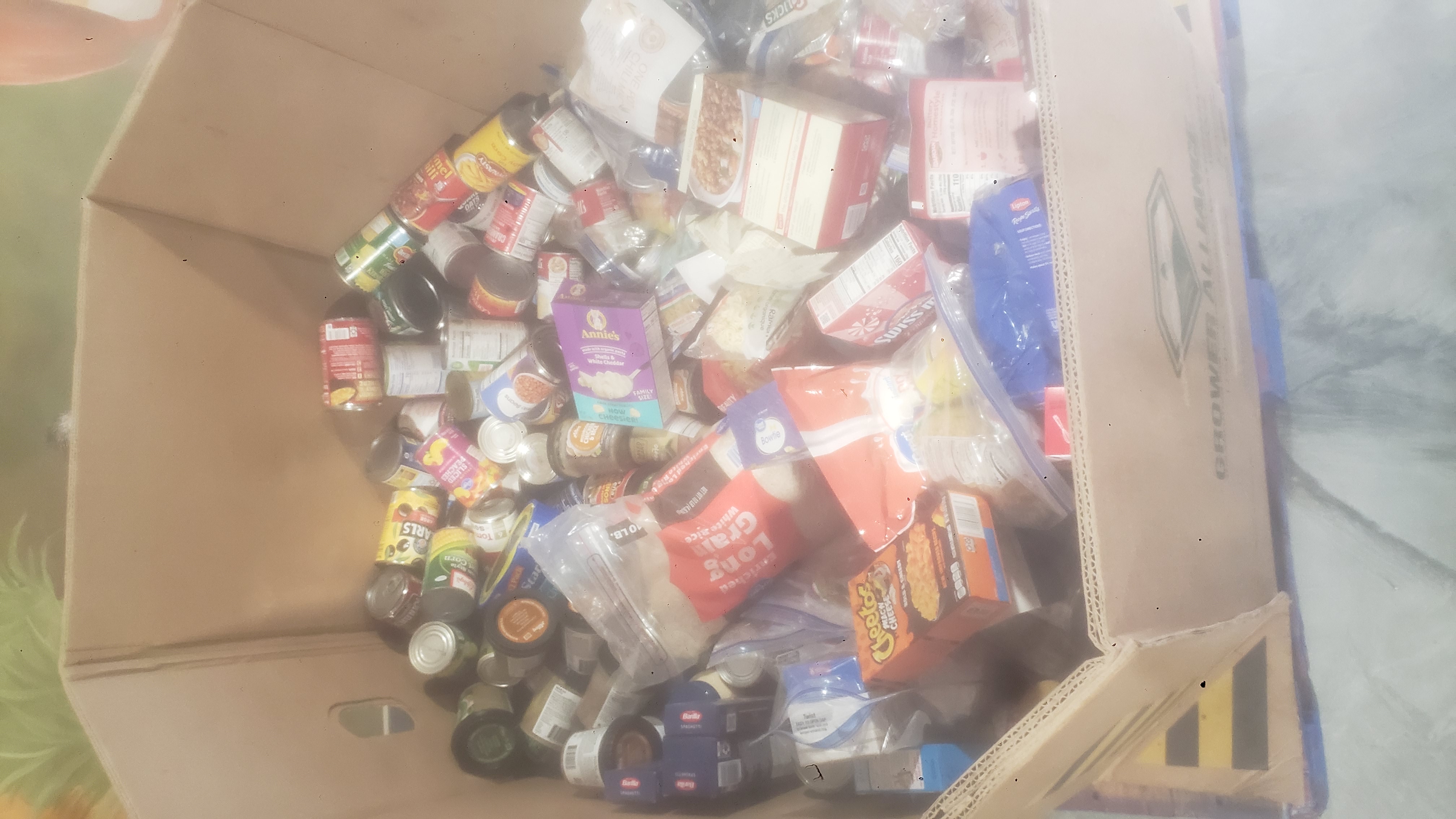 Dry goods in cardboard container.